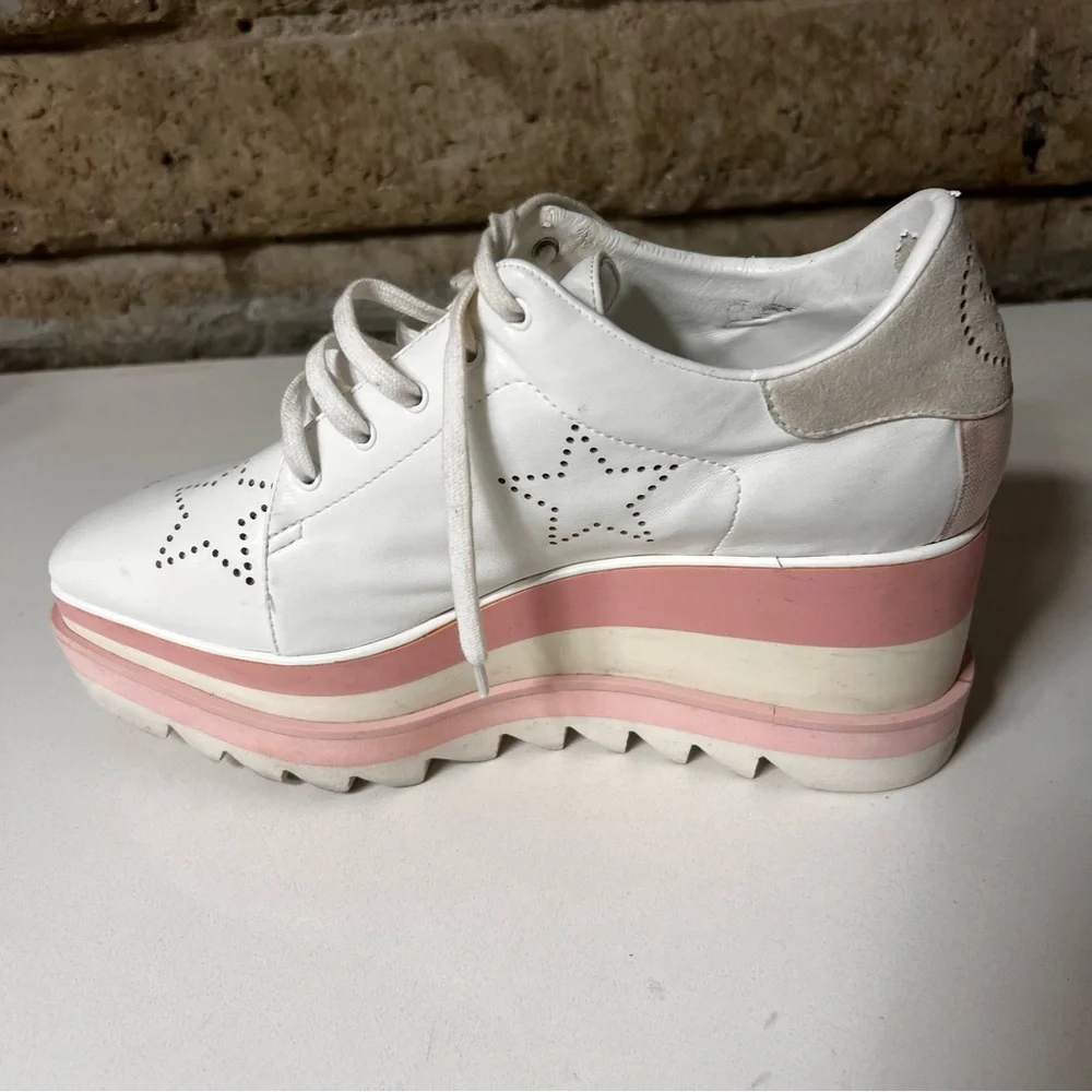 Stella McCartney White and Pink Star Platforms